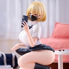 Anime Girl Squatting Yuanyuan 14cm PVC model decoration Figure doll toy with box