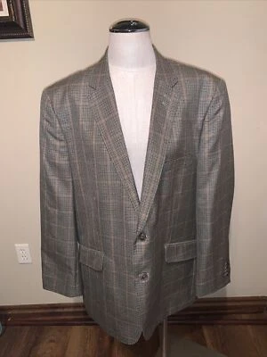 Chaqueta Blazer Haggar 46R Marrón Tweed Pata de Gallo Glen Cuadros 2 Botones Nueva con Etiquetas (A4) Foto 1 de 4