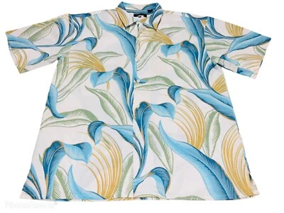 Montique Men’s 2X Tripocal Button Front Lesiure Shirt Hawaiian Leaf Big & Tall - Image 1 of 4