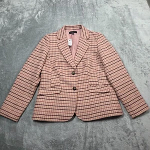 Talbots Blazer Womens 10 Petite Pink Plaid Wool Blend Preppy Academia Jacket NEW - Picture 1 of 12