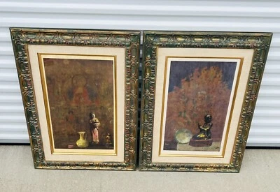 LARGE Pair Signed "HOVSEP PUSHMAN" ORIENTALIST (2) STILL LIFE PRINTS  (26” X 37) Foto 1 de 4