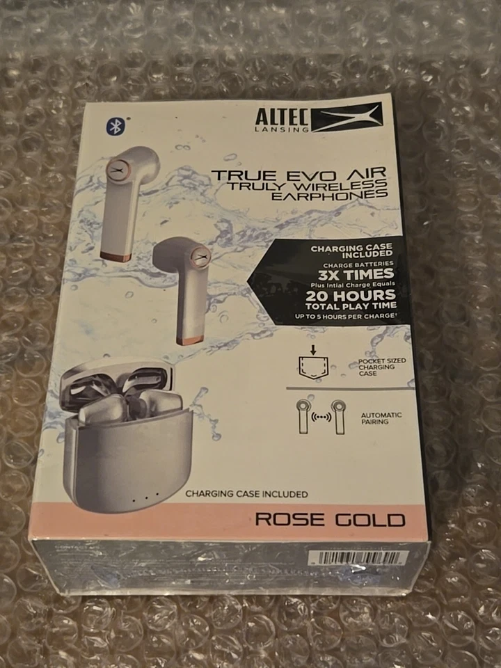NOVO Fone de Ouvido Bluetooth Altec Lansing TRUE EVO AIR Verdadeiramente Sem Fio Ouro Rosa  - Imagem 1 de 4