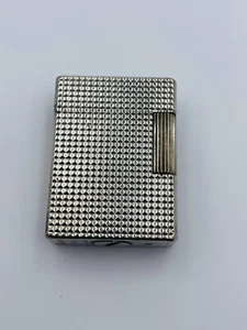 San Dupont France Vintage Tono Plateado de Cuadros Patrón Mechero - Picture 1 of 7