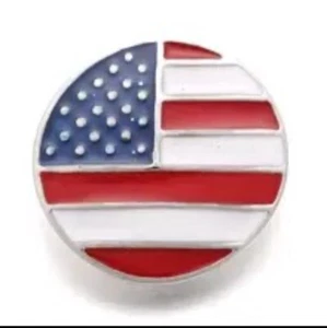 American Flag Snap Jewelry Piece, 18mm Fits Magnolia, Ginger Snaps, Rhinestones - Picture 1 of 3