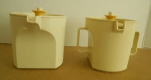 Beige Tupperware Push Button Sugar Bowl and Creamer #1415 #1414 P53 - Picture 1 of 8