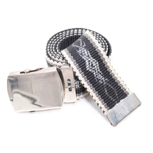 Classic Southwester Ratchet Belt M Black Gray White Nylon Silver Tone Buckle Tip - Picture 1 of 12