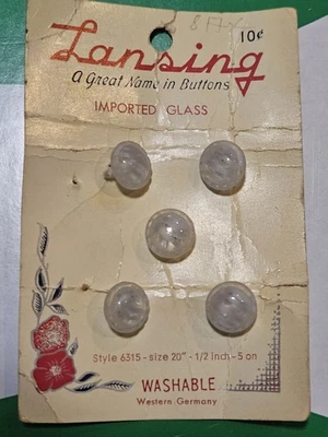 Vintage Antique Lansing Co.Western Germany Imported Glass Sewing Buttons Lovely - Image 1 of 4