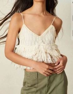 LoveShack ausgefallenes Tanktop Abbott Blumen bestickt Rüschen creme Gr. 00/XS (bal) - Bild 1 von 15
