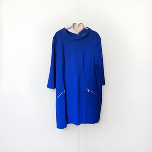 M&S Col S20 Cobalt Blue,Roll Neck,3/4 Sleeve,Stretch Dress Zip Pockets 48”B 38”L - Picture 1 of 18