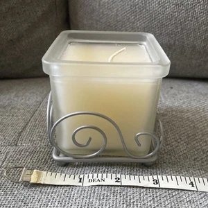Colonial Candle of Cape Cod Frosted Candle, Square w/ Swirl Holder, 3" x 3" - Picture 1 of 6
