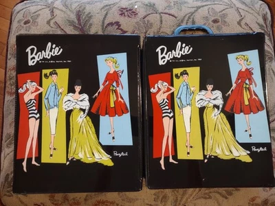 Mattel 1961 Wardrobe Carrier, Ken & Barbie Vintage dolls & over 100 Accessories  - Image 1 of 4