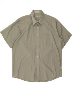 PIERRE CARDIN Mens Short Sleeve Shirt Size 17 1/2 XL Green Polyester BJ18 - Picture 1 of 3