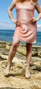 Vestido fiesta 40 GUESS encaje corto tirantes barnices - Imagen 1 de 11