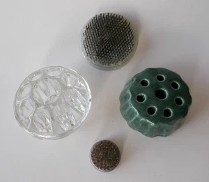 4 Floral Flower Frogs 8 Hole Pottery 9 Hole Glass Plastic & Metal Pin, Tiny Pin - Picture 1 of 9