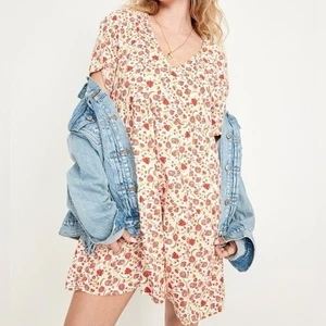 NWOT Old Navy Floral V-Neck Mini Dress XL Tall Boho Cottage 90s Prairie Hippy - Picture 1 of 3