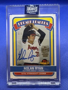 NOLAN RYAN 2020 TOPPS ARCHIVES SIGNATURE SERIES 1970's STRIKEOUT LEADER AUTO 1/1 - Picture 1 of 2