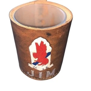 Texas Lone Star State Frosted Glass & Leather Holder - Picture 1 of 9