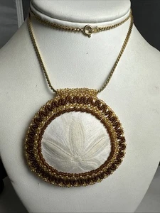 22 inch vintage micro beaded sand dollar necklace - Picture 1 of 7