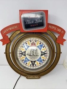 Vintage Illuminated Lighted Carling Beer Black Label Compass Unit - Picture 1 of 10
