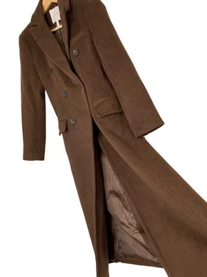 Avec Les Filles Double Breasted Brown Midi Trench Coat S Wool Blend RU10376 NWT - Image 1 of 4
