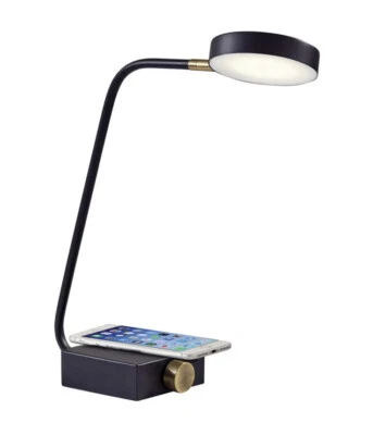 Adesso 3618-01 Conrad Desk Lamp Matte Black with Antique Brass Accents Open Box - Image 1 of 4