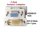 3-pack PTC New DVI DVI-D 24+1 Pin Male to VGA Female M-F Video Adaptor Converter