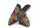 Moroccan embroidered slippers handmade leather mule Babouche slippers for women