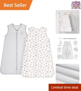 Baby Sleep Sack 0.5 Tog Cotton 6-12 Double Zipper Wearable Blanket 2 Pack - Picture 1 of 11