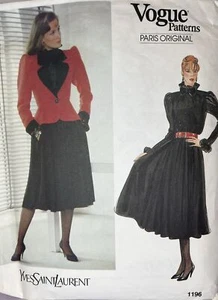 UNCUT Vogue 1196 Yves Saint Laurent Dress Size 14 Designer Sewing Pattern New - Picture 1 of 4