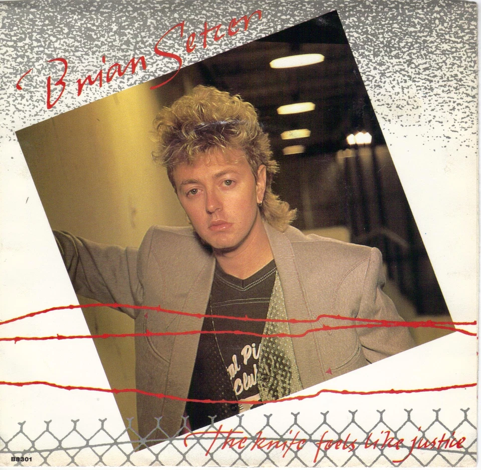 BRIAN SETZER  The Knife Feels Like Justice  rare 45 with PicSleeve  STRAY CATS - Image 1 of 1
