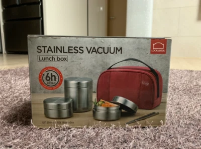 Lock & Lock Vacuum Insulated Stainless-Steel Lunch box with 2 Food Bowls, Bag - Image 1 of 3