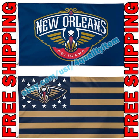 Deluxe New Orleans Pelicans Logo USA Stars Stripes Flag Banner 3x5 ft NBA 2021 Cover