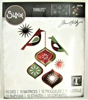 Ornamental Birds Christmas Sizzix Thinlits Metal Die Set Tim Holtz 664740 NEW! - Image 1 of 3