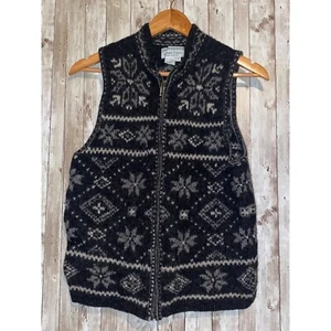 Vintage Nomadic Traders Full Zip Knit Sweater Vest Size Small 100% Shetland Wool - Picture 1 of 8