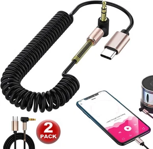 2X Type C to Aux Cable USB Type-C Male To 3.5mm Cord Car AUX Music Audio Adapter - Picture 1 of 14