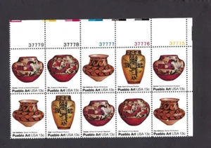 US Scott# 1709a 1977 13c Folk Art Block of 10 See note for P#'s UR VF MNH - Picture 1 of 2