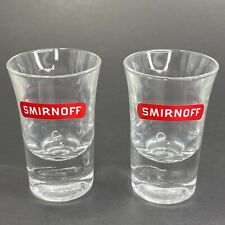 Set Of 2 Smirnoff Vodka 2 oz Shot Glasses Glass Old Logo Vintage 1970's