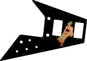 Gibson Flying V Pickguard '67 Re-Issue Guitar Graphical Pin Up Tikki Skirt Black - Picture 1 of 1