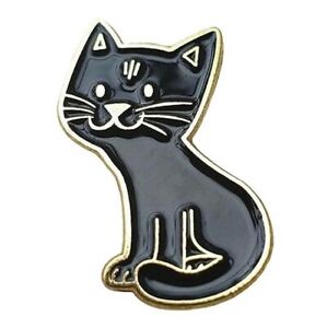 Black Cat Enamel Pin Brooch with Butterfly Clasp