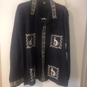 Vintage Mexican GUAYABERA Style Hand Embroidered Jacket PRE-OWNED - Picture 1 of 9