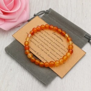 CARNELIAN Bracelet Stretch Fit Handmade + Gift Bag & Card Crystal Gemstone 6mm - Picture 1 of 5