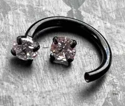 1pc Prong Set Gems Circular Barbell Horseshoe Lip Nipple Septum Ring 16g - Image 1 of 3