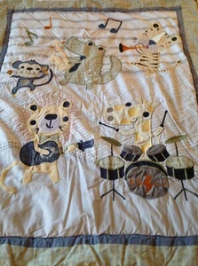 Trend Labs Safari Rock Band Jungle Animal Baby Nursery Crib Blanket Quilt - Picture 1 of 7