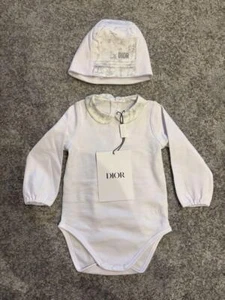 Baby Dior Bodysuit Rompers Hats Bib 3-Piece Set W/Box - Picture 1 of 5
