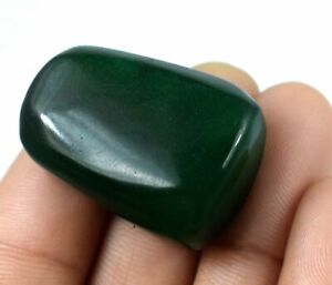 64.45 Ct/28 mm Brazilian Green Emerald Treated Gemstone Fancy Cabochon Tumble 