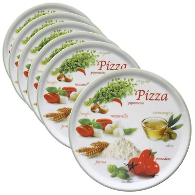6er Set Pizzateller Napoli Green Ø 33,8 cm Servier-Platte XL-Teller Porzellan - Bild 1 von 2
