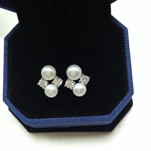 Orecchino originale coltivato 4-5 mm perle d'acqua dolce S925 argento orecchino da sposa - Foto 1 di 5