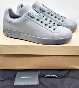 Dolce Gabbana Portofino Hombre Grafito Cuero Tenis EU45 US12 $695 - Imagen 1 de 24