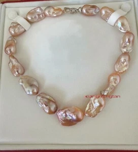 5A 17" 50mm south sea baroque Keshi purple pink multicolor pearl necklace - Picture 1 of 6