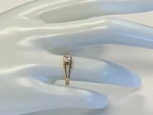 10K YELLOW GOLD ESTATE DIAMOND LADIES ENGAGEMENT RING WXXX - Picture 1 of 9